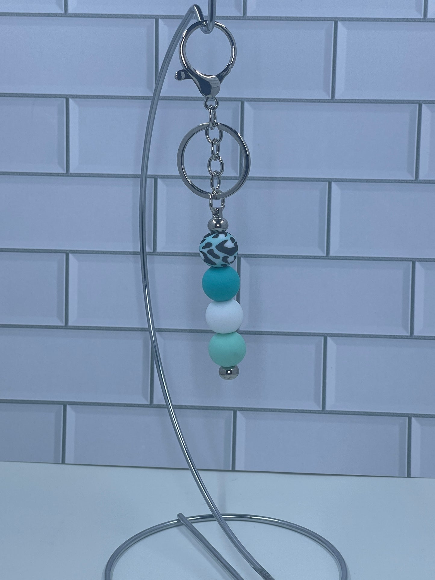 Green Leopard Bar Keychain