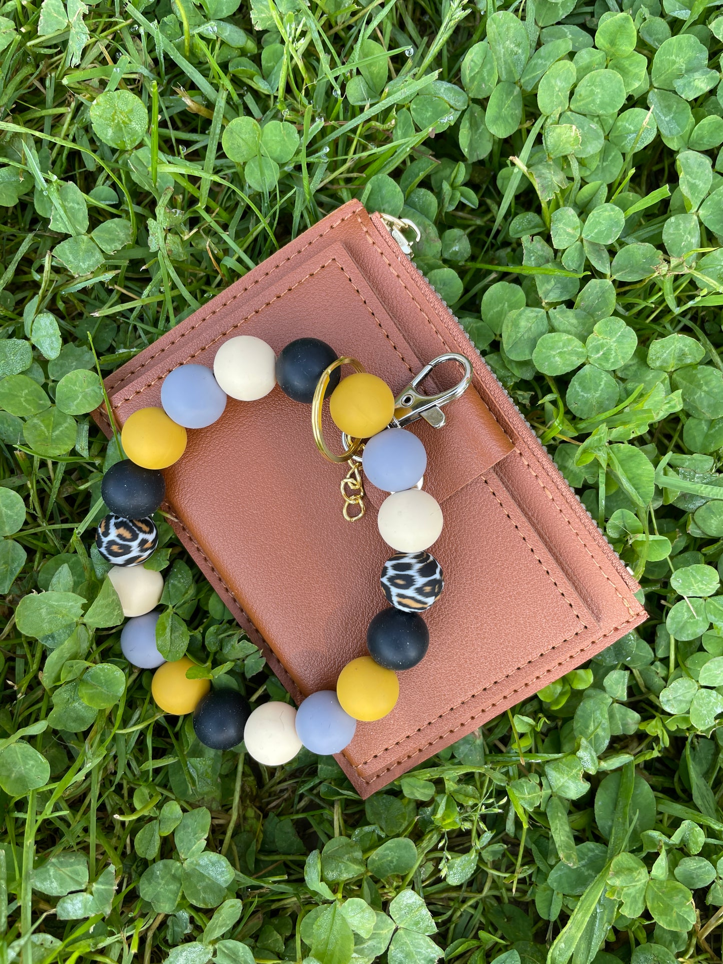 Leopard wristlet with wallet