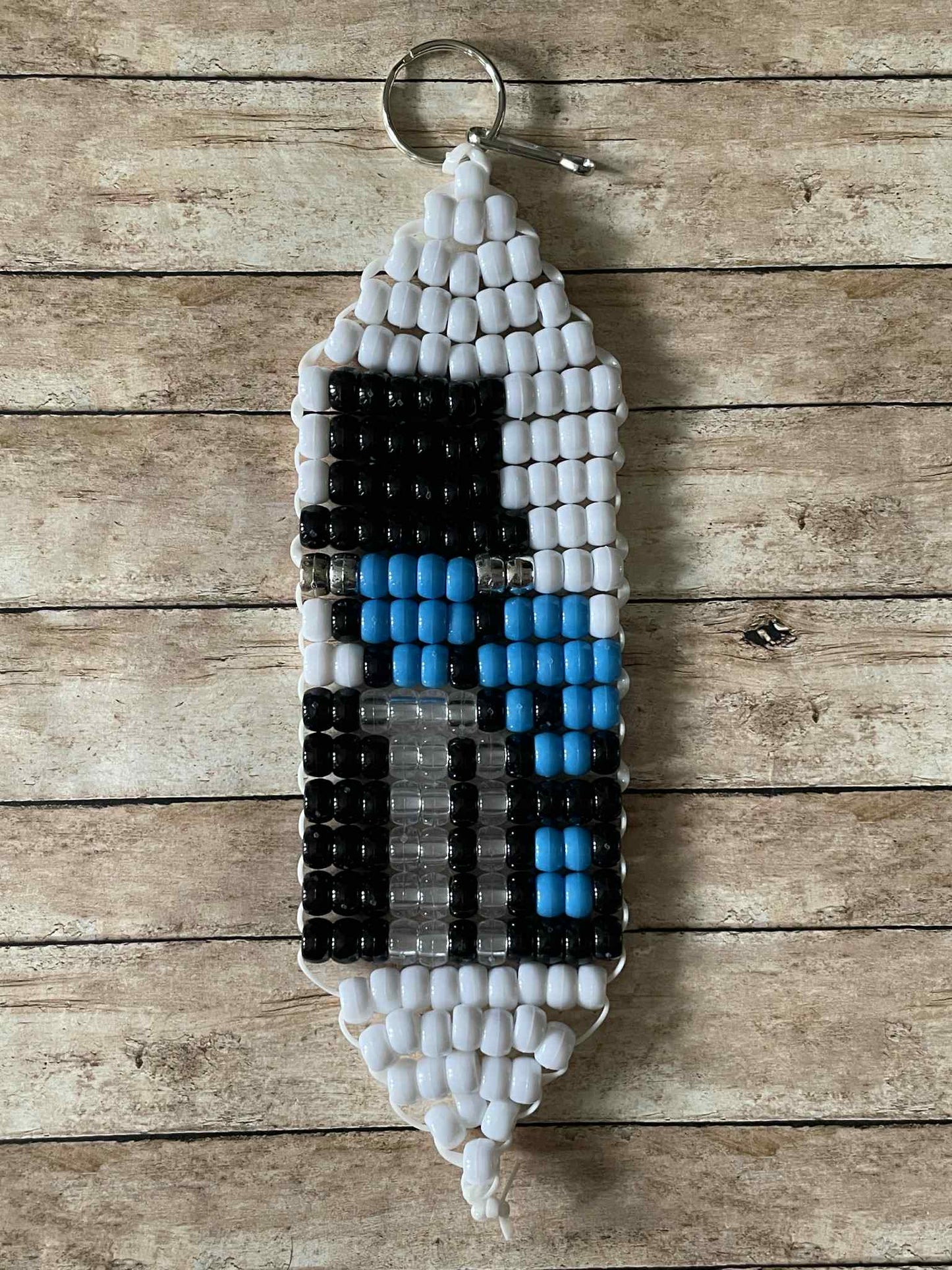 Glow Hatbox Ghost Beaded Keychain