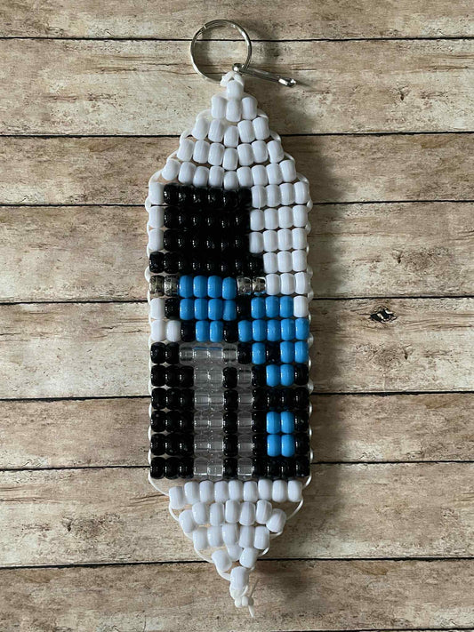 Glow Hatbox Ghost Beaded Keychain