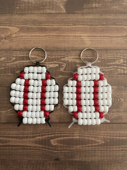 Baseball Beaded Keychain