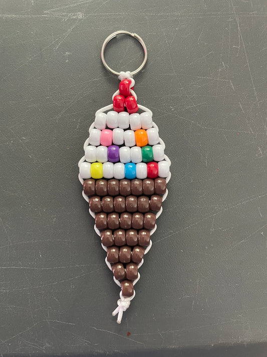 Ice Cream Cone Beaded Keychain