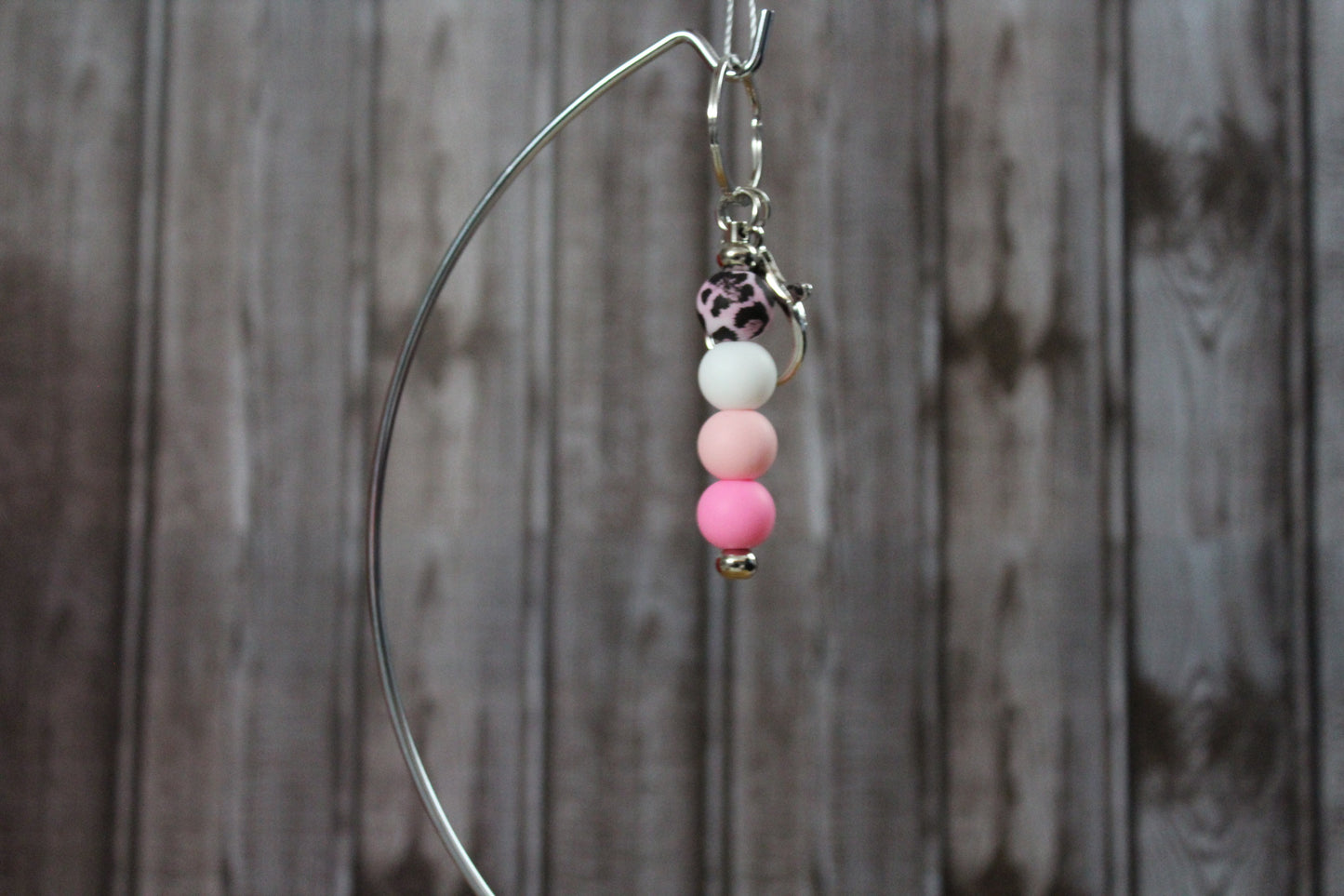 Pink Leopard Bar Keychain