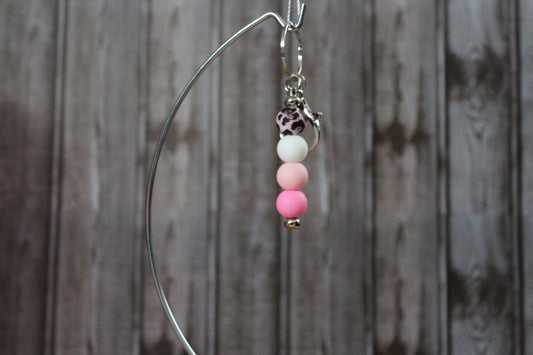 Pink Leopard Bar Keychain