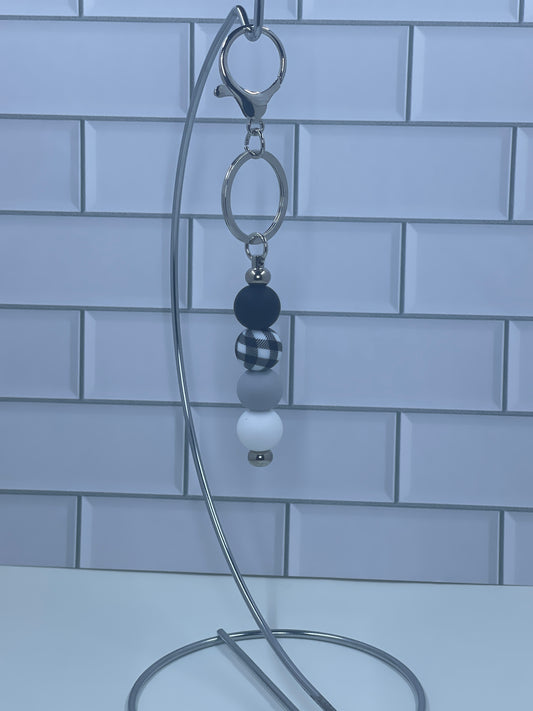 Black Plaid Bar Keychain