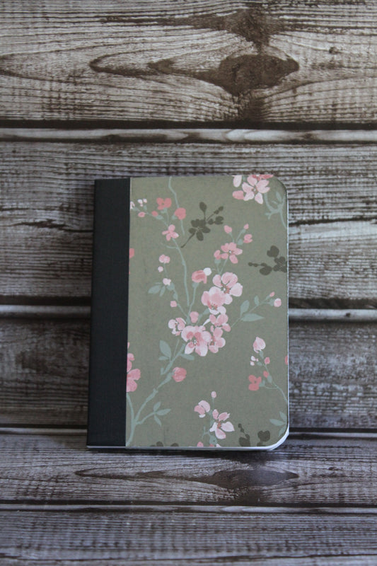 Green| Pink Flower Mini Notebook