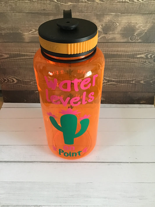 34oz Water Bottle Orange cactus