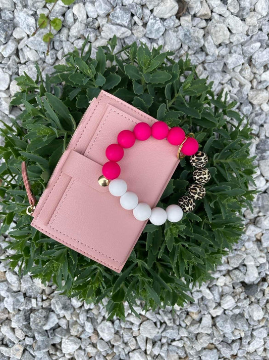 Pink Leopard Wristlet with Wallet
