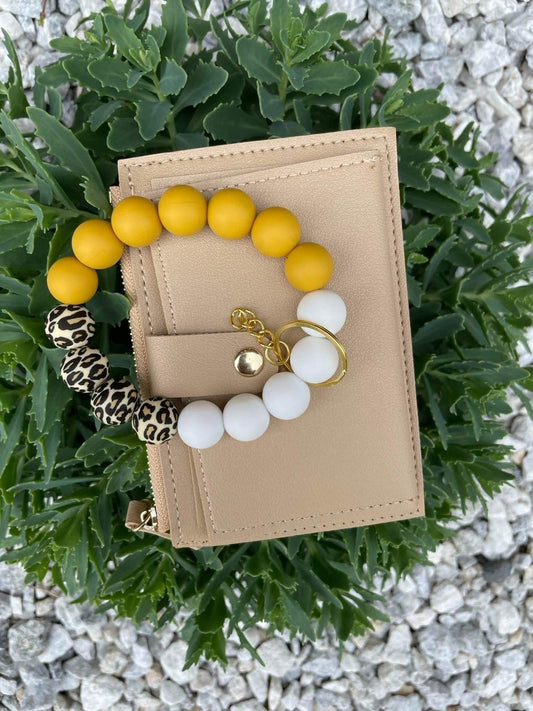 Yellow Leopard Wristlet with Wallet